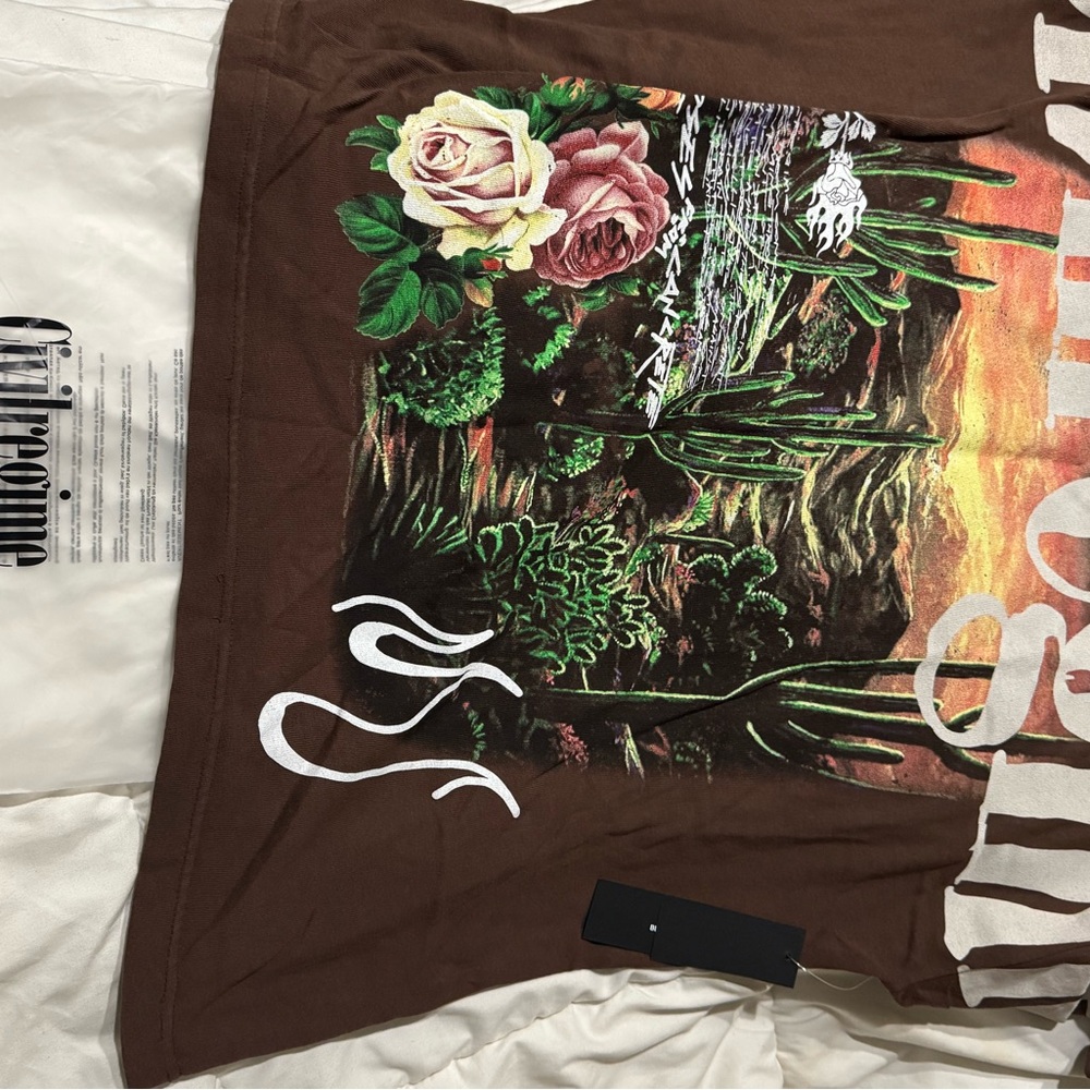 Brand New! With original packing! Brown Graphic Shirt with Floral/Desert Scene